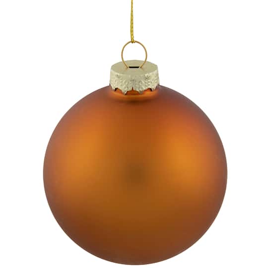 6ct. Bronze & Amber 2-Finish Glass Ball Ornaments